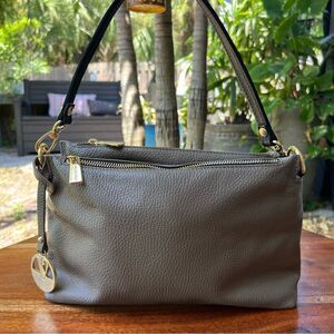 VALENTINA Vachetta Italian Small Leather Bag Taupe Gold Hardware